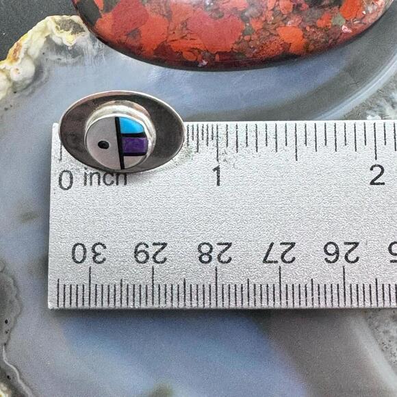 Starllie & Sheryl Edaakie Sterling Multistone Inlay Sunface Stud Earrings #2 - Picture 10 of 10